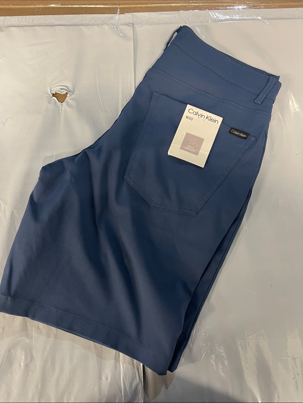 Calvin Klein Men's Navy Flat-Front Stretch Shorts